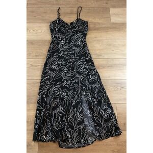 Blu Pepper Y2K Babydoll Smocked Midi Dress S Floral Black White Fairy Whimsigoth